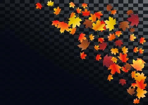 Abstract autumnal background with flying maple leaves. Fall . Stock Illustration