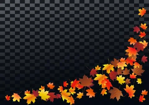Abstract autumnal background with flying maple leaves. Fall . Stock Illustration