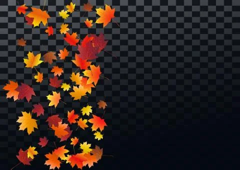 Abstract autumnal background with flying maple leaves. Fall . Stock Illustration