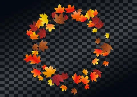 Abstract autumnal background with flying maple leaves. Fall . Stock Illustration
