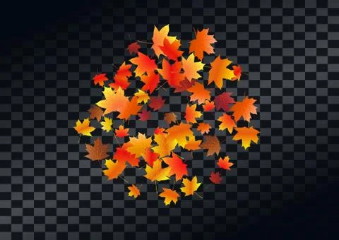 Abstract autumnal background with flying maple leaves. Fall . Stock Illustration