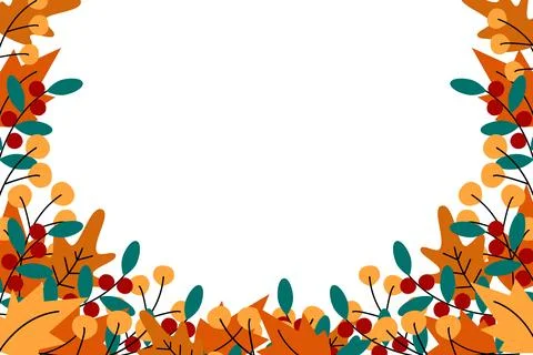 Abstract autumnal border frame with copy space inside and various twigs in Illustrazione stock
