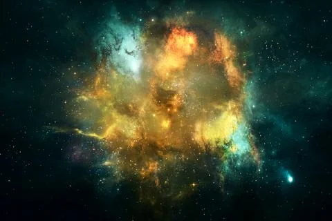 Abstract Awesome Artificial Multicolored Smooth Nebula Galaxy Artwork Stock Illustration
