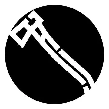 Abstract axe logo in black and white circle Stock Illustration