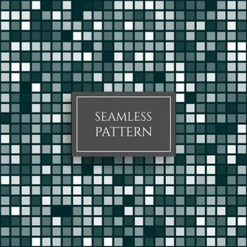 Abstract azure square pixel mosaic seamless pattern. Vector background. Stock Illustration