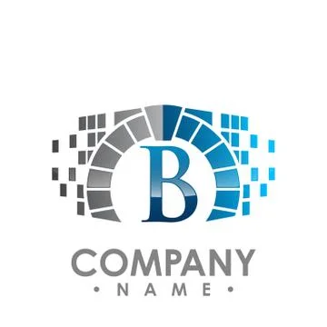 Abstract B letter data tech logo vector design illustrator. B letter data sha Stock Illustration