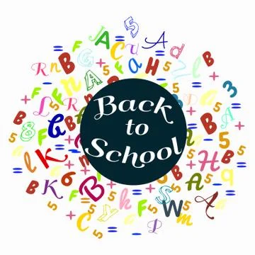 Abstract back to school background with colorful rainbow letters dor card a.. Illustrazione stock