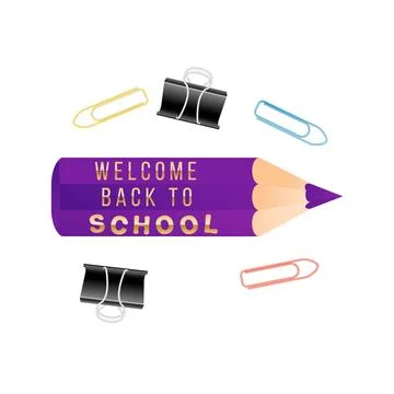Abstract back to school background with short small pencil and stationery Stock Illustration