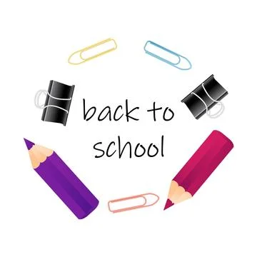 Abstract back to school background with short small pencil and stationery Illustrazione stock