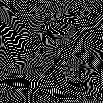 Abstract backdrop. Black and white waves and lines Stock Illustration