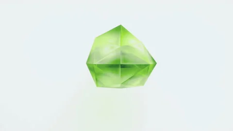 Abstract backdrop with bright green and lemon shiny polyhedron crystal Stock Footage 142716991
