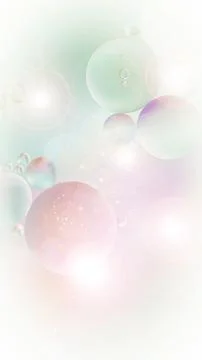 Abstract backdrop bubbles in pale pink green tones. Distortion in water with oil Illustrazione stock