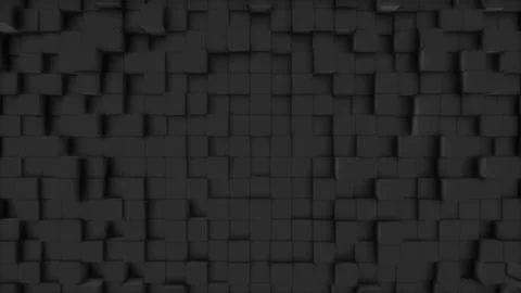 Abstract backdrop with dark gray random cubes position surface. Stock Illustration
