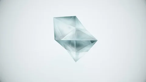 Abstract backdrop with dim grey-blue polyhedron gem arbitrarily transforming on Video stock 128515686