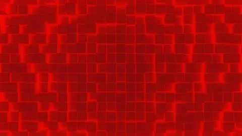 Abstract backdrop with ruby red random cubes position surface. Illustrazione stock