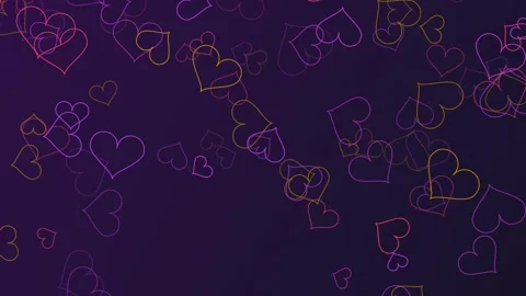 Abstract backdrop of scattered pink and yellow heart outlines Stock Footage 329951714