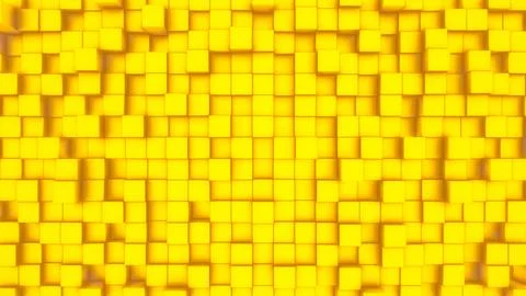 Abstract backdrop with yellow random cubes position surface. Stock Illustration