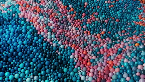 Abstract background. 3D animation consisting of multicolored spheres in blue  Stock Footage 224670735
