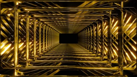 Abstract background 3D animation moving through shiny structured tunnel loop Stock Footage