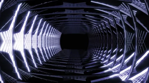 Abstract background 3D animation moving through shiny structure tunnel loop Stock Footage 149731220