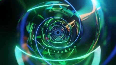 Abstract background 3D animation moving through neon lights tunnel, loop Stock-Footage 276474632