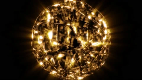 Abstract background 3D animation shiny gold structure sphere rotating loop Vidéo 148845142