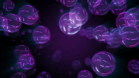 Abstract background 3D animation shiny blue spheres rotating in space loop Video stock 149731111