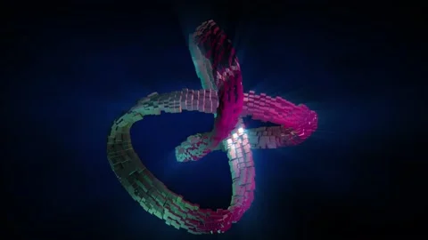 Abstract background 3D animation shiny trefoil knot structure transform in space 스톡 동영상 149732887