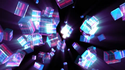 Abstract background 3D animation shiny translucent square objects fluctuating 스톡 동영상 153900995