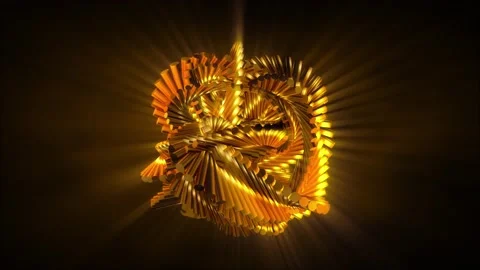 Abstract background 3D animation shiny futuristic gold object transforming loop Видео 154892647