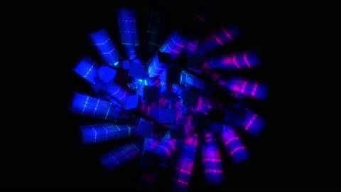 Abstract background 3D animation shiny futuristic object transforms Stockbeeldmateriaal 171417883