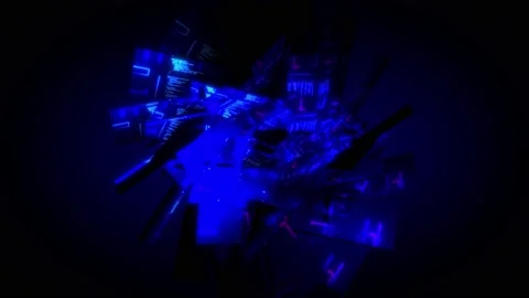 Abstract background 3D animation shiny futuristic object transforms Stockbeeldmateriaal 171417903