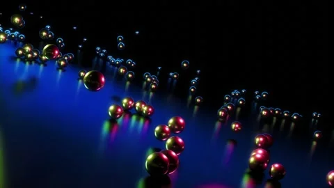 Abstract background 3D animation shiny metal balls falling on reflective surface Stock-Footage 249725418