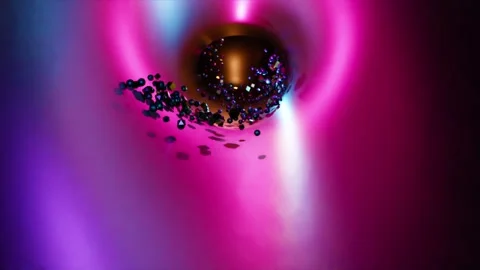 Abstract background 3D animation shiny particles and objects flow inside a tube. Stock-Footage 250195351