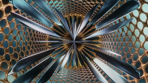 Abstract background 3D animation shiny glass and metal reflective objects Video stock 286811387