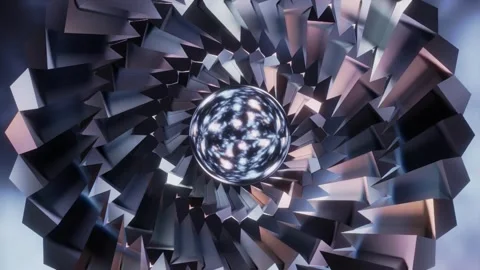 Abstract background 3D animation shiny glass and metal reflective objects Vídeo Stock 286813356