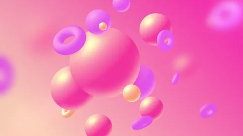 Abstract background with 3D balls and bagels. Lopp. Stock Footage 240722532