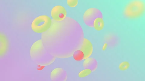 Abstract background with 3D balls and bagels. Lopp. Video stock 247618706