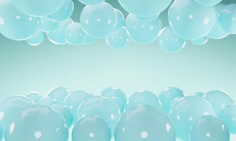 Abstract background with 3d balls spheres. Blue geometric 3d rendering illu.. Stock Photos