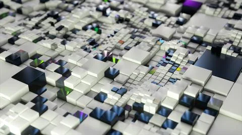 Abstract background. 3d black white cubes. Futuristic concept of network, data Stock Illustration