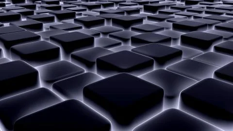 Abstract background of 3d blocks, cubes, box, floor 3d render Stock Illustration