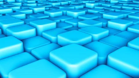 Abstract background of 3d blocks, cubes, box, floor 3d render Stock Illustration