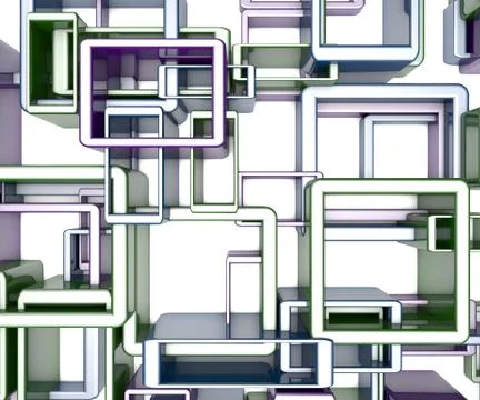 Abstract Background Of 3D Blocks, Cubes, Box, Floor 3D Render Illustrazione stock
