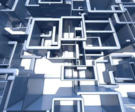 Abstract Background Of 3D Blocks, Cubes, Box, Floor 3D Render Illustrazione stock