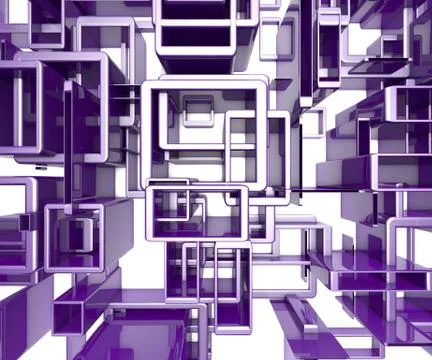 Abstract Background Of 3D Blocks, Cubes, Box, Floor 3D Render Illustrazione stock