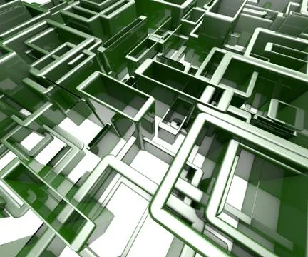 Abstract Background Of 3D Blocks, Cubes, Box, Floor 3D Render Иллюстрация