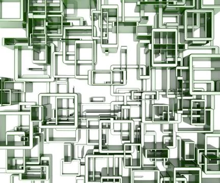 Abstract Background Of 3D Blocks, Cubes, Box, Floor 3D Render Illustrazione stock