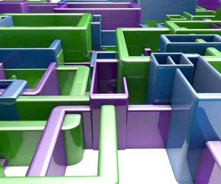 Abstract Background Of 3D Blocks, Cubes, Box, Floor 3D Render Stock-Illustration