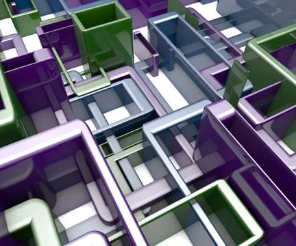 Abstract Background Of 3D Blocks, Cubes, Box, Floor 3D Render Illustrazione stock