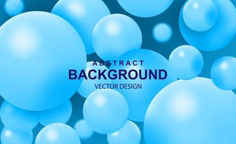 Abstract background with 3d blue balls. Dynamic flying colorful bubbles, futu Stock Illustration
